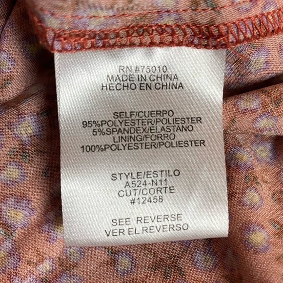 City Vibe Peach Floral Print Sweetheart Top Dress Women’s Medium - Picture 7 of 8